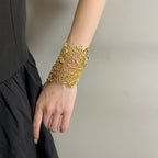 Textured Coral Hollow Open Bracelet