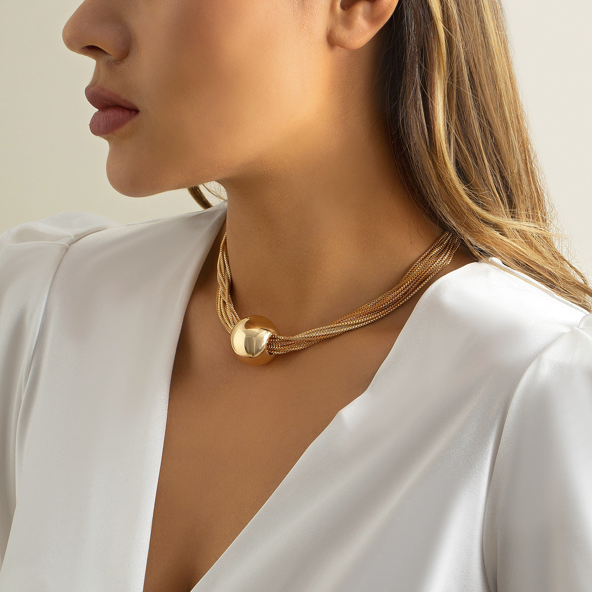 Multi Layer Chain Ball Necklace