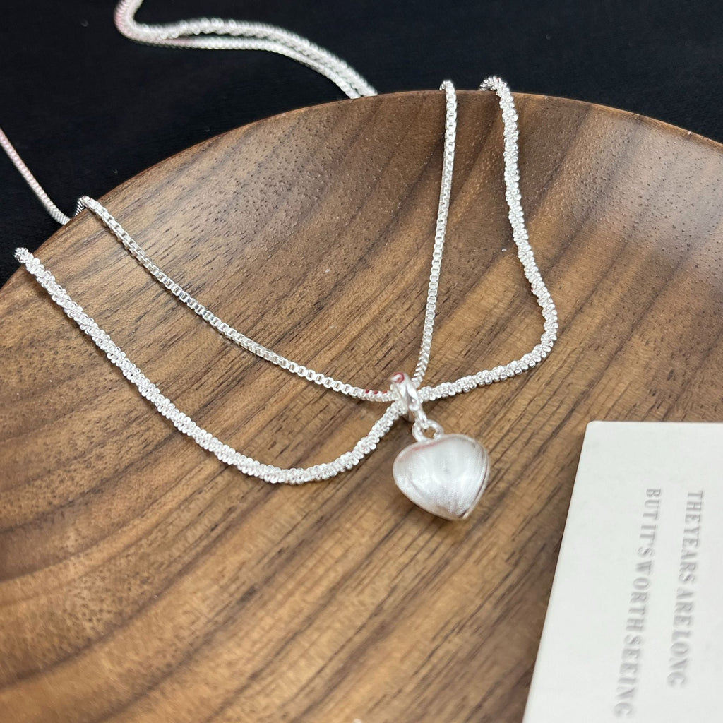 Minimal Double Layer Heart Pendant Necklace