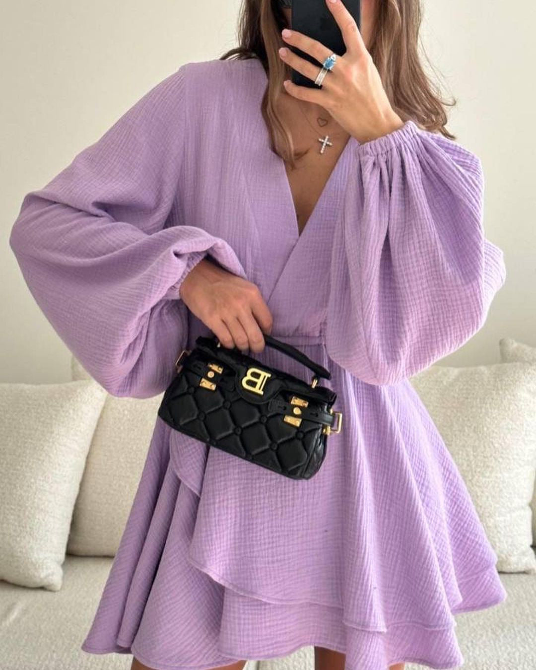 Solid Color Waist Cinching Mini Dress