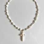Vintage Baroque Cross Pearl Necklace