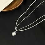 Minimal Double Layer Heart Pendant Necklace