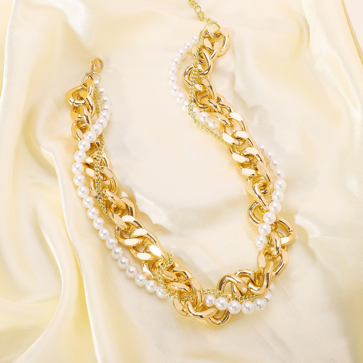 Metal Pearl Stackable Necklace