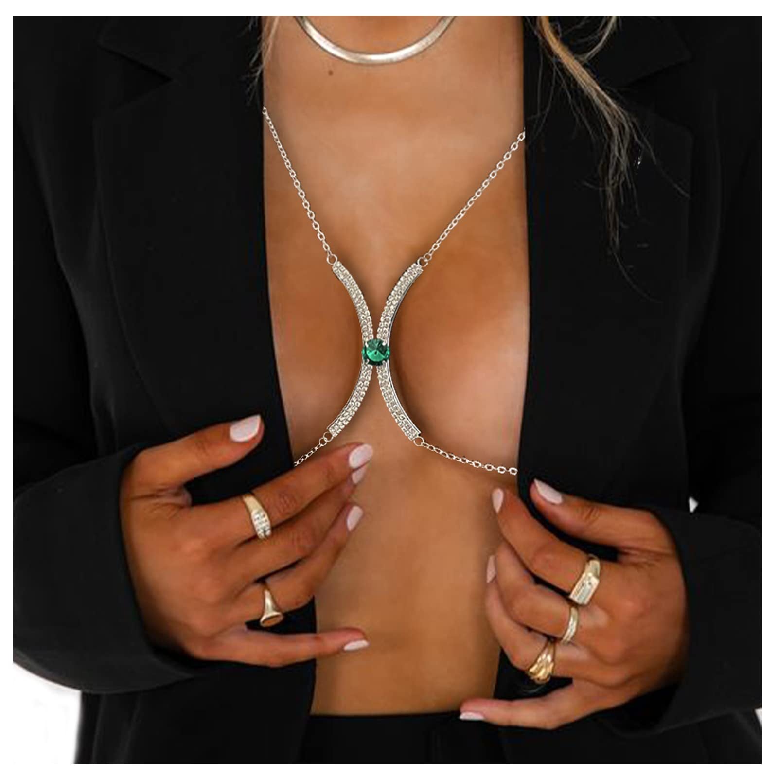 Minimalist Full Rhinestone Gem Chest Body Chain