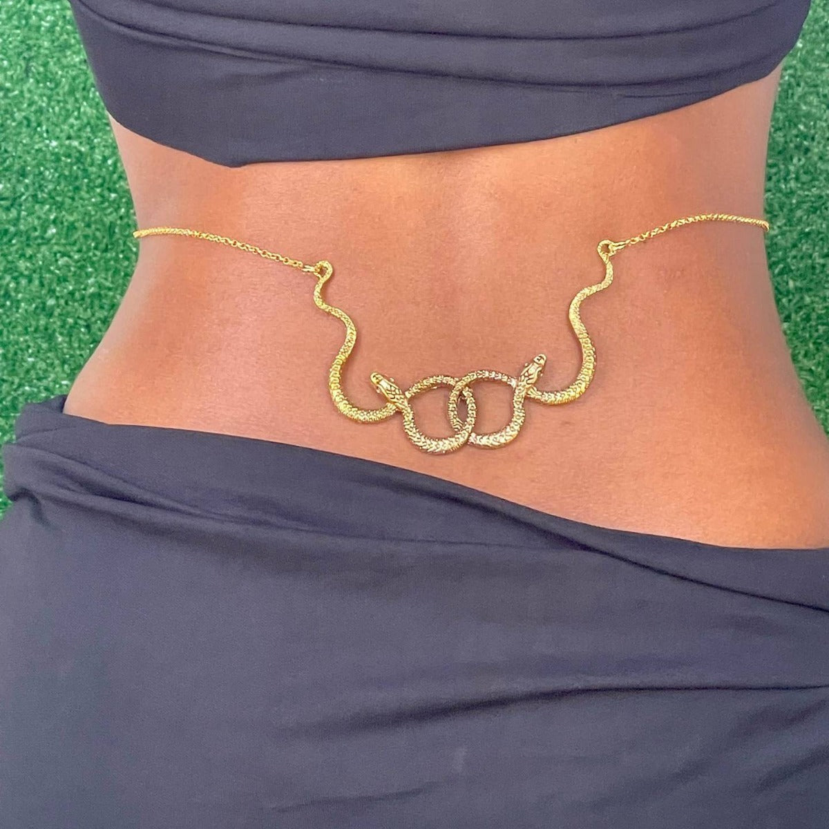 Alloy Gold Double Snake Waist Body Chain