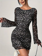 Leopard Print Backless Party Dress