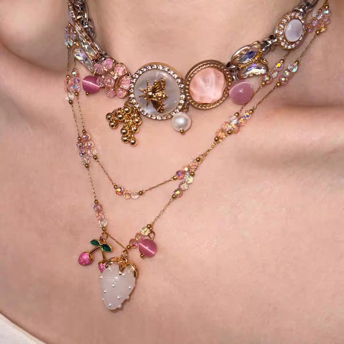 Vintage Gem Beaded Stackable Necklace