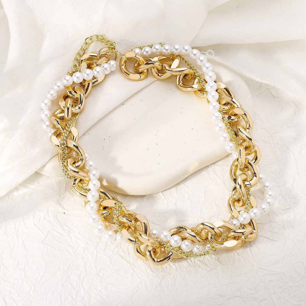 Metal Pearl Stackable Necklace