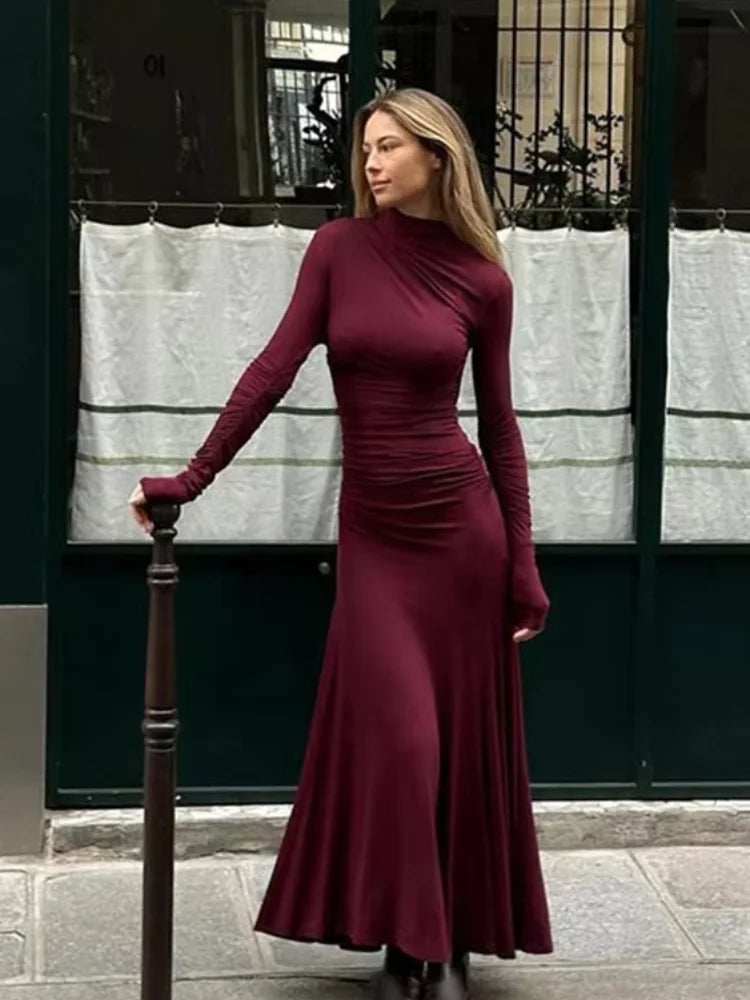 Retro Elegant Full Sleeve A-Line Party Dress