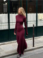 Retro Elegant Full Sleeve A-Line Party Dress