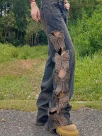 Vintage Butterfly Hollow Out Jeans