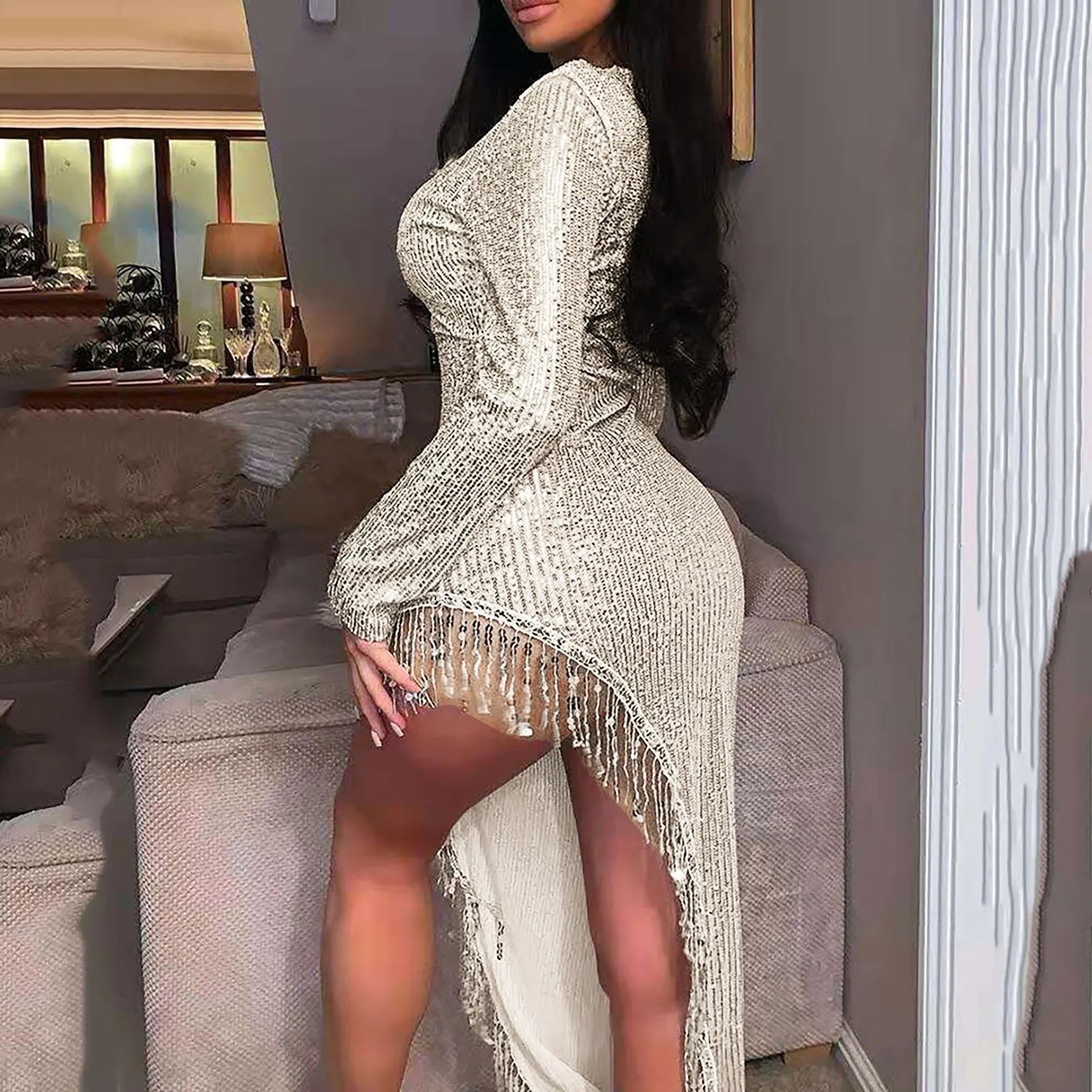 Asymmetrical Dress Gown Cocktail Bodycon Party Night