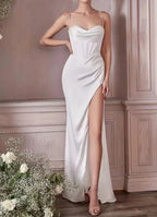 Backless Slit Suspender Formal Evening Dress Lace Up Green Party