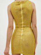 Luxury Diamonds 3D Flowers Mini Dress Sleeveless Cut Out Sparkly Party