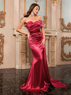 One Shoulder Draped Maxi Strapless Backless Elegant Party Dress