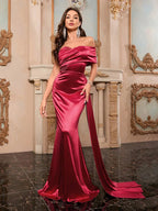 One Shoulder Draped Maxi Strapless Backless Elegant Party Dress