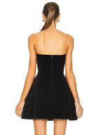 Strapless Heart Shape Crystal Design Mini Dress Velvet A-Line Party