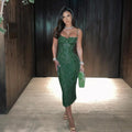 Elegant Spaghetti Strap V Neck Lace Formal Occasion Dress For Party