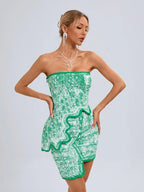 Summer Asymmetric Strapless Top Mini Skirts Two Piece Party Dress