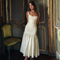 Elegant Red Spaghetti Strap Midi Holiday Dress Casual Birthday Party Dresses
