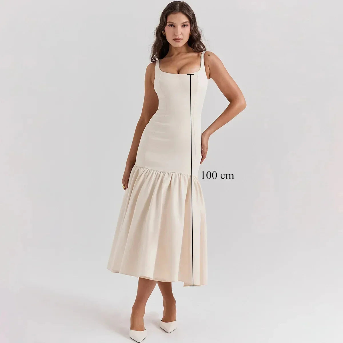 Elegant Red Spaghetti Strap Midi Holiday Dress Casual Birthday Party Dresses