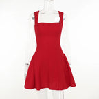 Wine Red Off Shoulder Party Dress With Pleated Detail