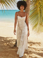 A-Line Lace Backless Vacation Dress