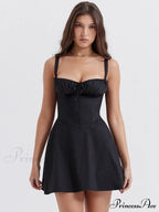 A-Line Party Up Backless Festive Spaghetti Sleeveless - Lace Mini Robe Strap Gown Elegant Dress