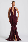 Deep V Halter Mermaid Party Dress