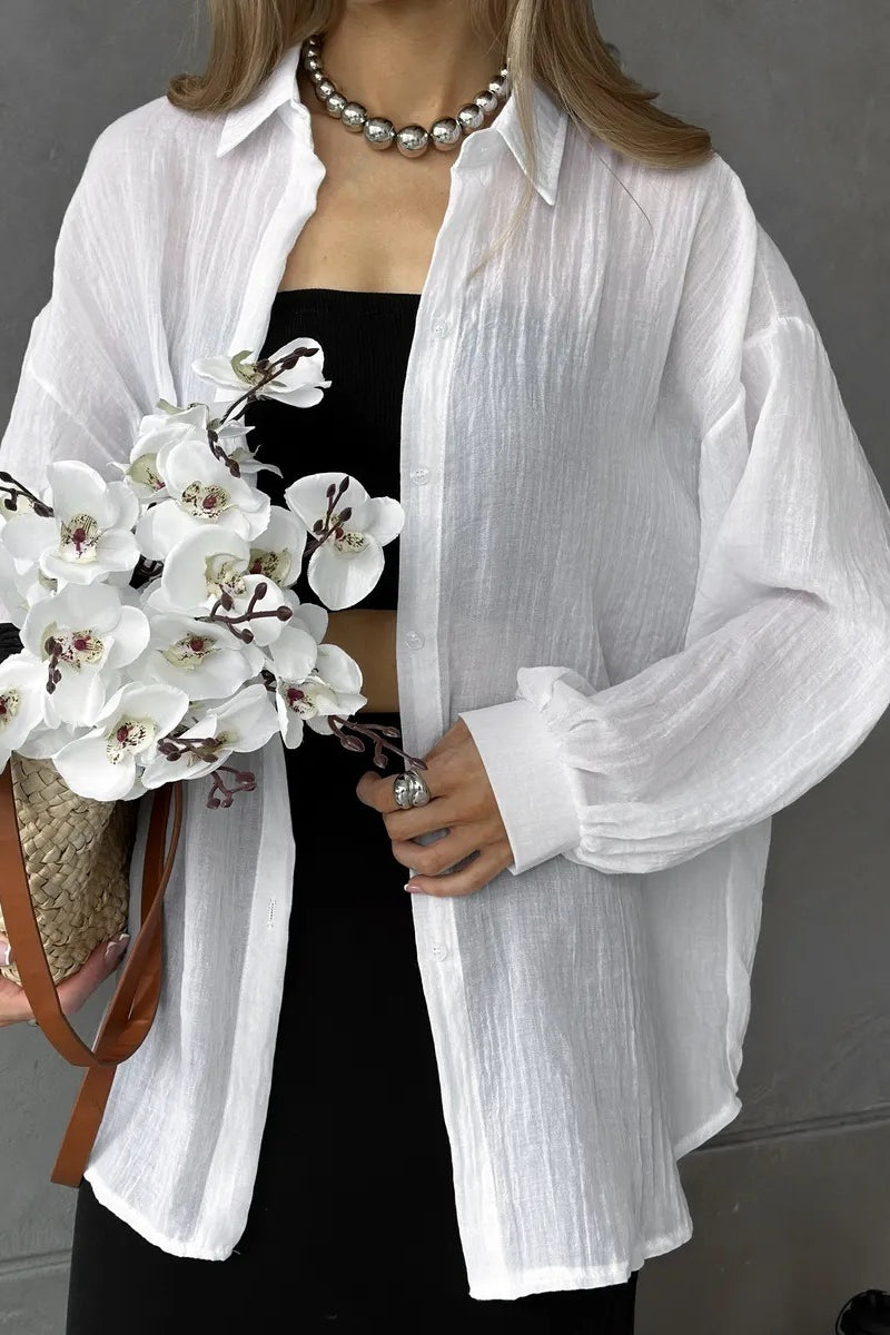 Solid Casual Long Sleeve Blouse
