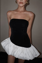 Fall Elegant Strapless Peplum Mini Party Dress