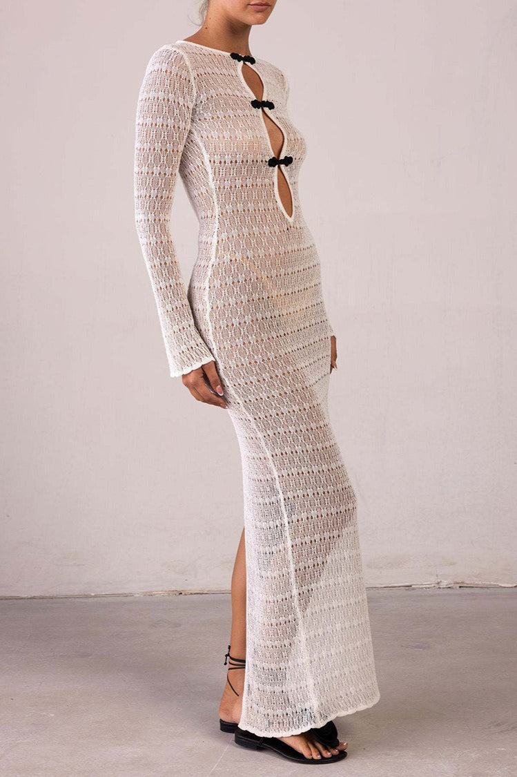 Backless Bohemian Knit Maxi Dress