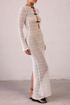 Backless Bohemian Knit Maxi Dress