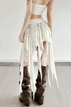 Color Block Drape Tie Asymmetric Skirt