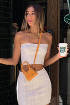Solid Strapless Sleeveless Bodycon Mini Skirt Sets