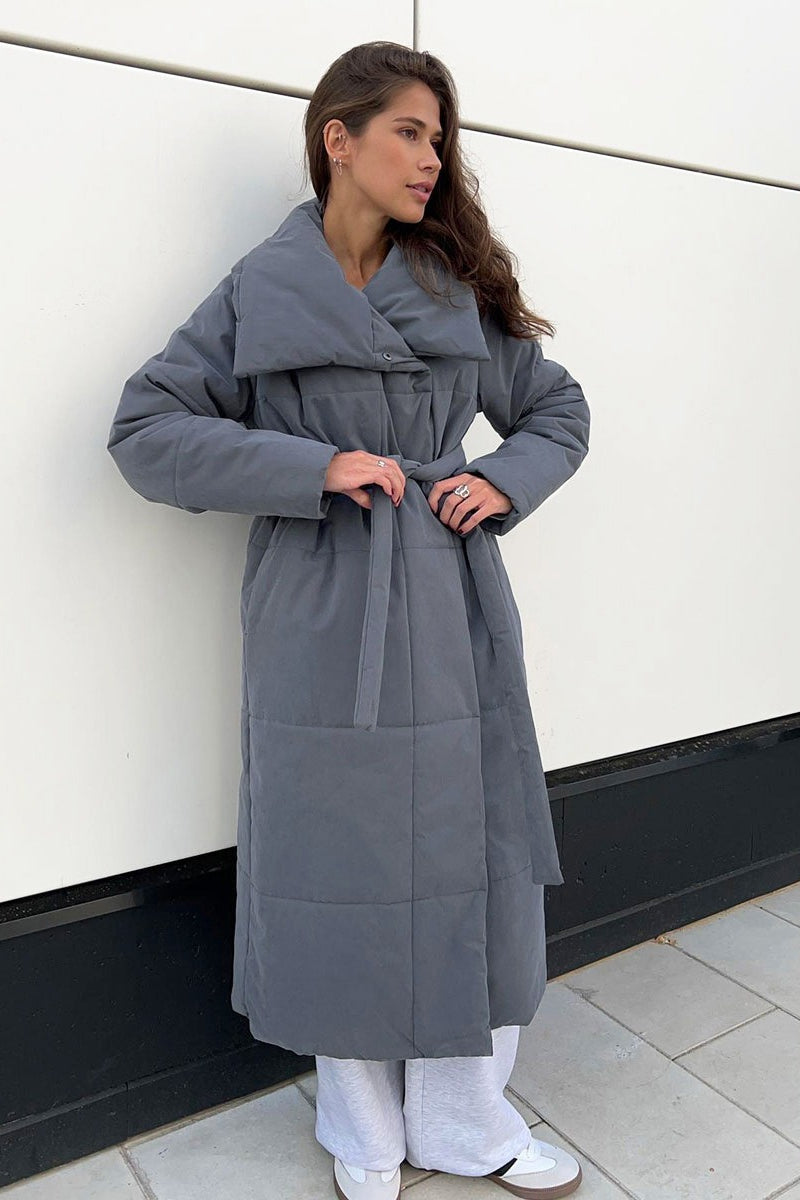 Long Stand Collar Relaxed Quilted Puffer Jacket