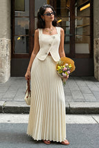 Solid Sleeveless Cami Dress Skirt Sets