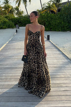 Leopard Spaghetti Strap Maxi Dress
