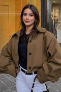Pleated Detail Short Coat
