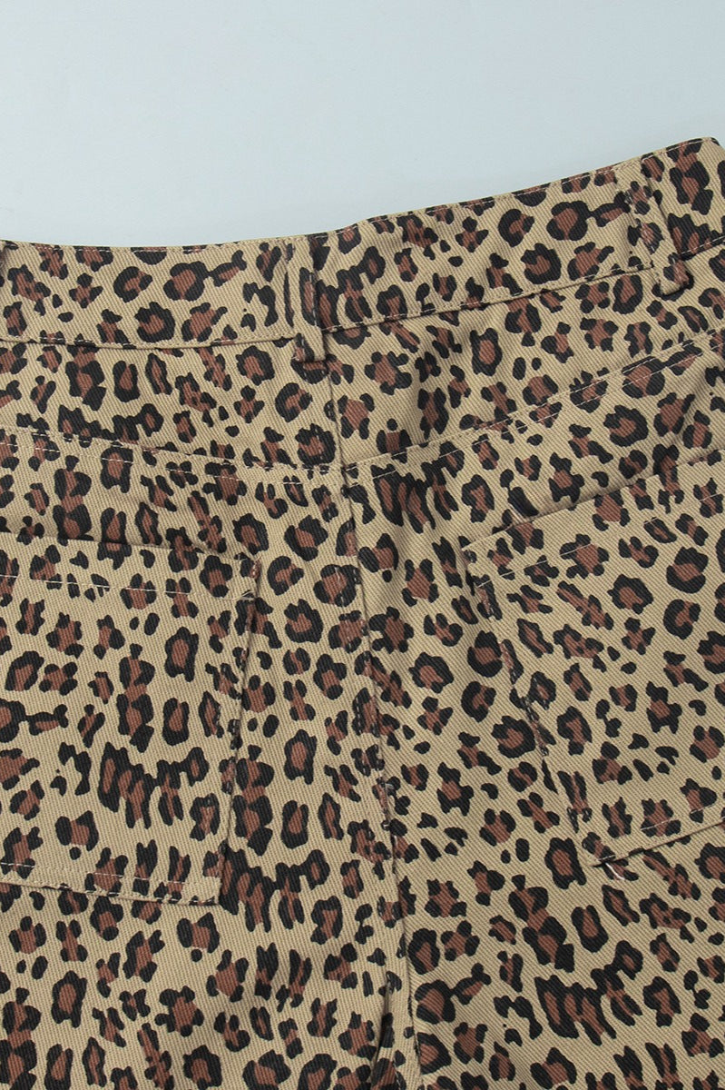 Casual Cotton Leopard Print Shorts