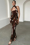 Strapless Backless Print Maxi Dress