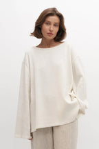 Cotton Pullover Open-Back Loose Knit Top