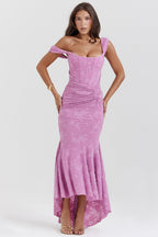 Stretch Mesh Jacquard Mermaid Formal Dress