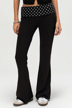 Dot Print Fold Down Low Waist Pants
