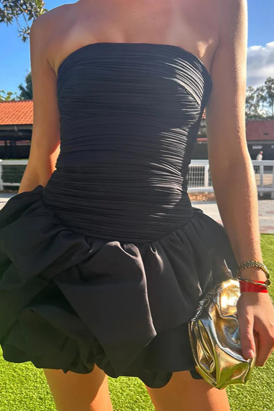 Spring Elegant Ruched Corset Dress With Layered Skirt Party