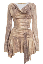 Flowy Snake Print Tie Detail Skirt Set
