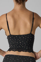 Lace Trim Floral V Neck Cami Top