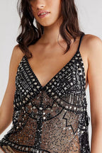 Sheer Trendy Rhinestone Cami Top