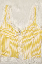 Ruffled Stripe Lace Tank Top