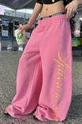 Y2K Star Graphic Drawstring Wide Pants